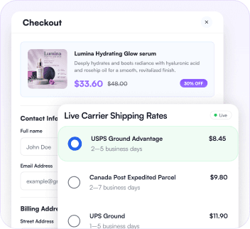 Live carrier shipping rates at checkout