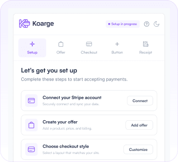 Koarge no-code setup checklist